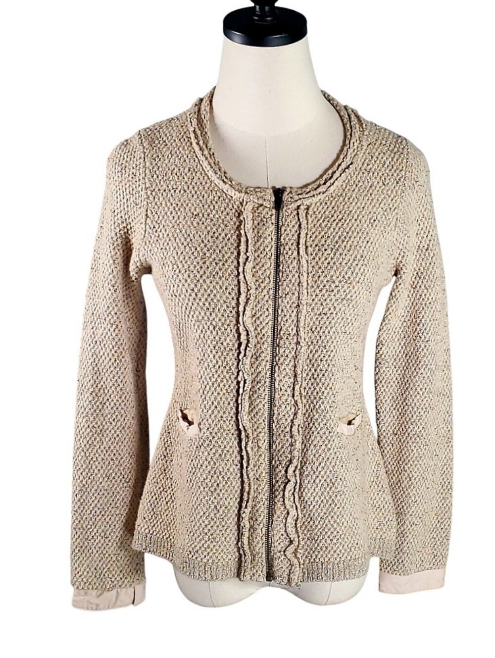 Anthropologie Angel Of The North Envalira Knit Mixed Media Jacket Cardigan S